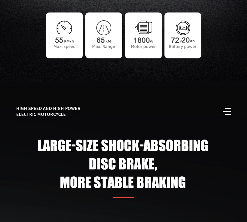 OPY-EM005 Max Speed 55Km/H Max Range 65Km Electric Motorcycle Details 2